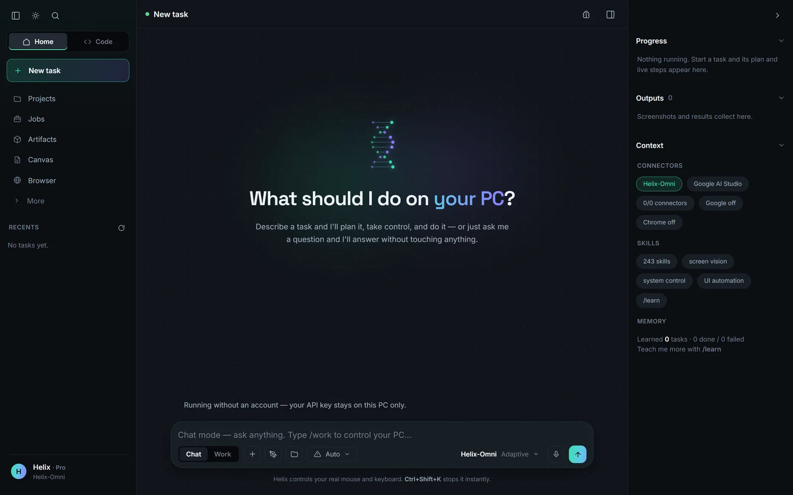 Helix for Windows asking “What should I do on your PC?”